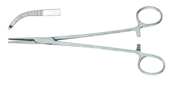 Затискач кровозупинний Адсона, вертикально-зiгнутий, 185 мм, 1/2 зуба, з насiчкою Surgimax 06-344-18